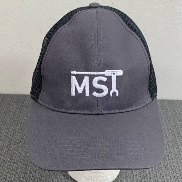 MSI Trucker Hat Adjustable Gray Black Mesh Back Snapback Baseball Cap Mens - Picture 1 of 13